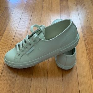 Superga mint green leather low top sneaker